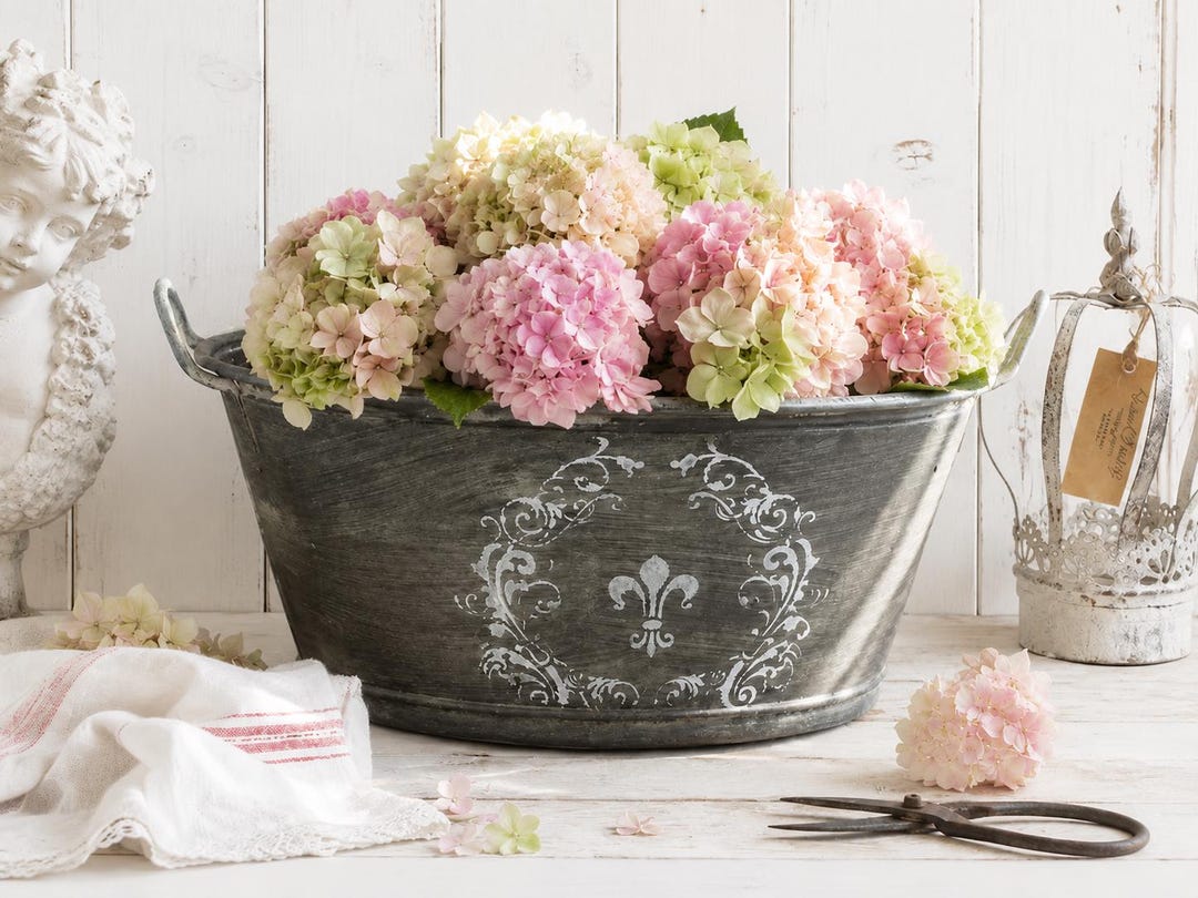 フランス ヴィンテージ 食品容器 Vintage French Galvanized Zinc Bucket: Large Farmhouse Planter - Etsy