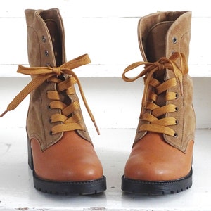 Suede Leather Ankle Boots Lace Up, Platform Mid Calf Boots Mid Chunky Heel, Cowboy Style Lace Up Boots, Leather Booties US 8.5 EU 39 UK 6.5 image 9