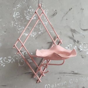 Vintage Pink Metal Wall Planter: Ornate Sconce Candle Holder
