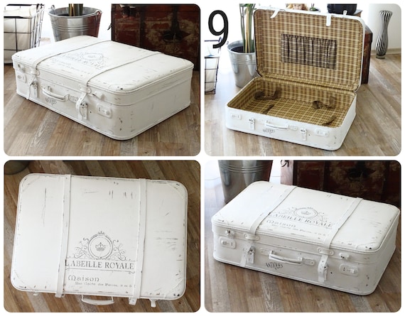 Achetez Lot de 2 Valises Décoratives en Bois Blanc Antique : Élégance et  Style Vintage ➤Modalyssa