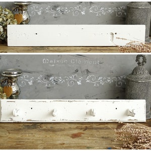 Shabby Chic Coat Rack Pegs Hooks, White Wood Hat Rail Rack, Wall Mount