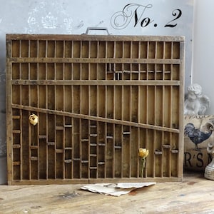 Vintage Holz Letterpress Tablett, Französische Drucker Presse Schubladentablett, Schattenbox mit großem Fach, Industriedekor, Miniatur-Aufbewahrung
