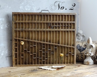 Vintage Wood Letterpress Tray, French Printers Press Drawer Tray, Large Compartment Shadow Box, Industrial Decor, Miniature Display Storage