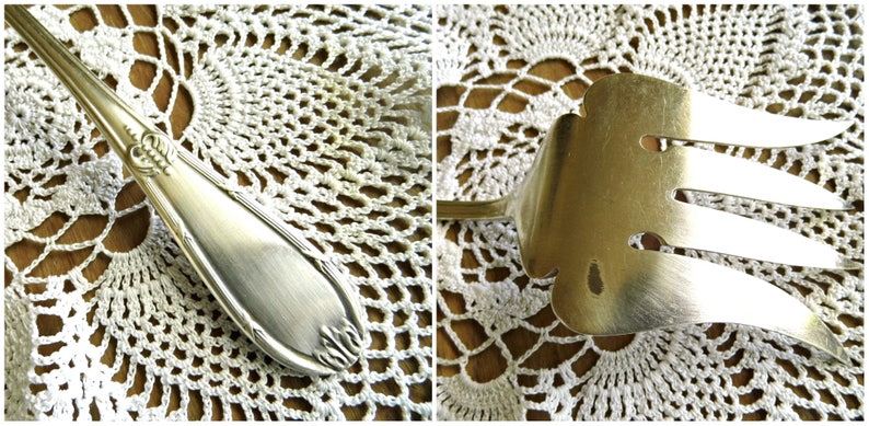 Antique Maltese Silver Plated Meat Serving Utensil Fork Ornate Bread Fork Trident 3 Prong Fork Server Old Buffet Serving Flatware Silverware