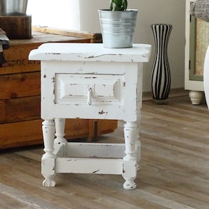 Pair White Wood Nightstand, Shabby Chic Furniture, Bedside Table, End Side Table, Side Cabinet, White Vanity Nighstand, Bedroom Furniture