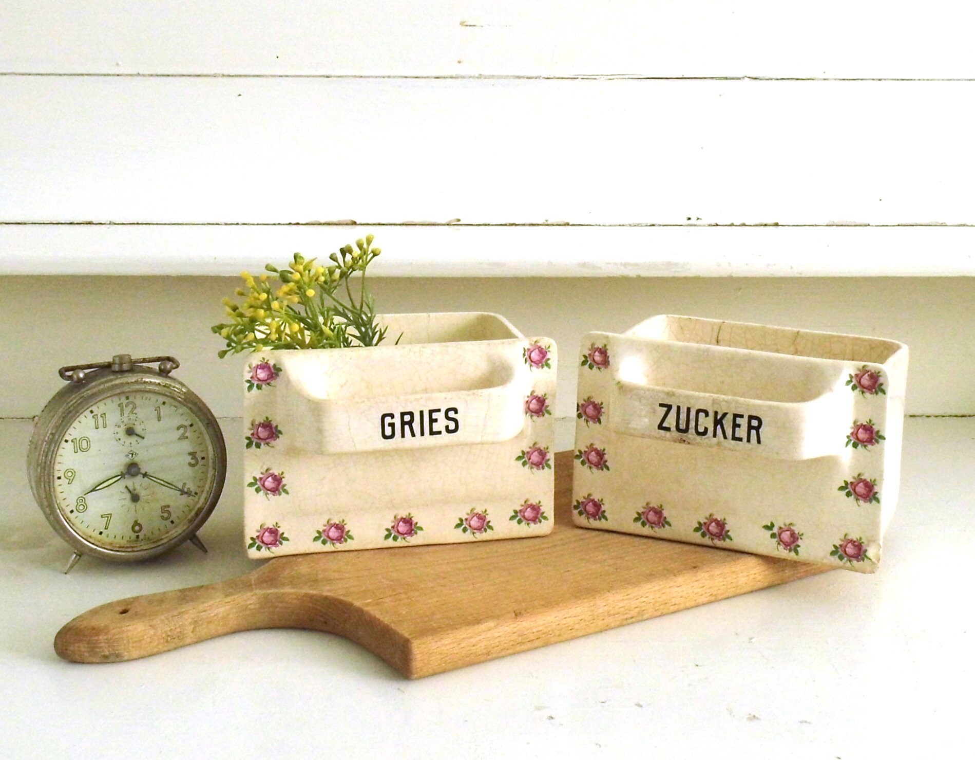 Té antiguo Teñido contenedor de cerámica Cocina Bote floral | Etsy