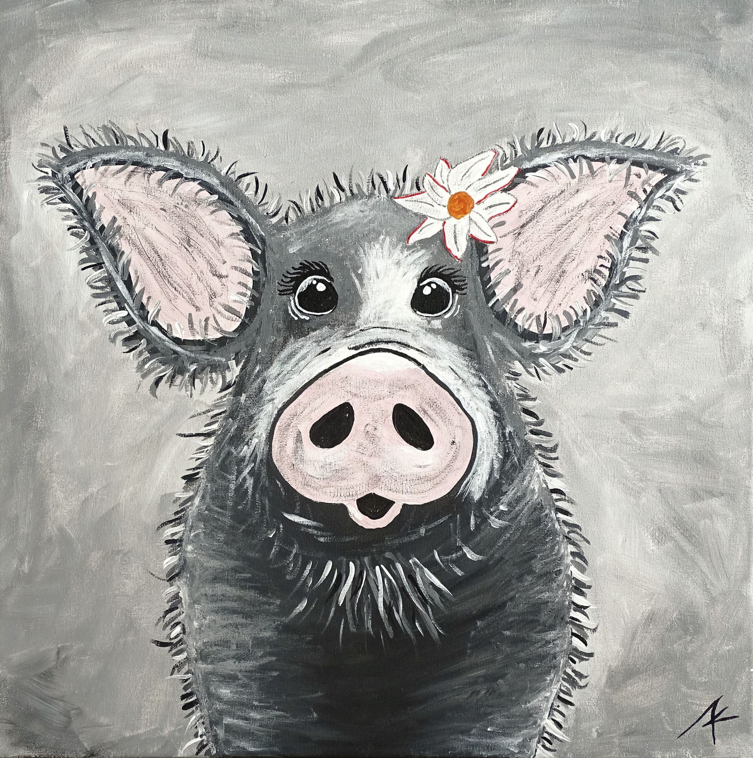 Acrylbild mit schwein