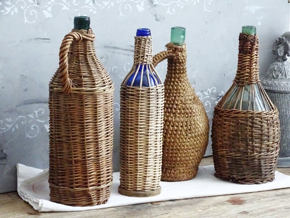 How to Style Vintage Wicker Demijohn Bottles