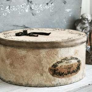 Shabby Chic Hat Box: Extra Large Aged French Country Decor