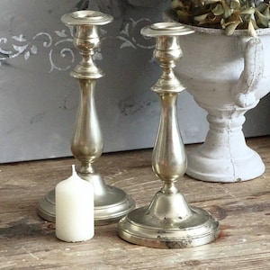 1870s Antique Silverplated Candlestick BMF, Tall Metal Candlestick Berndorf Metalware, Silver Candlestick, Rare Silver Plated Candle Holder