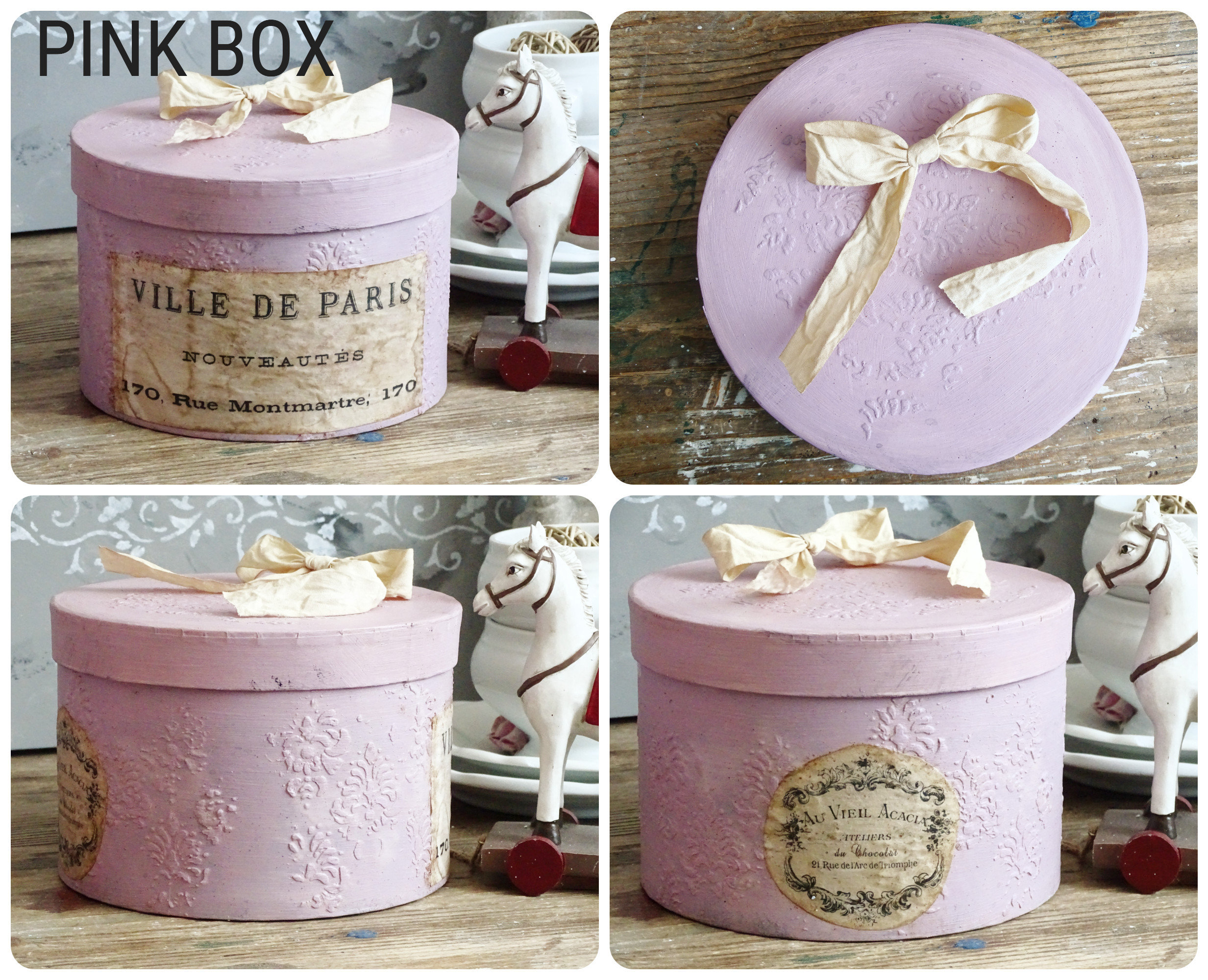 Shabby Chic Aged Hat Box Romantic Storage Box Vintage Style 