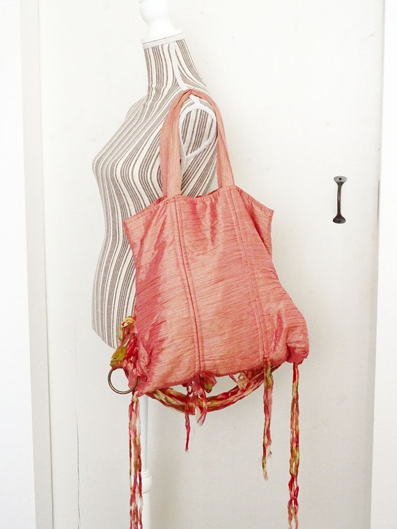 Handmade Pink Fabric Shoulder Tote Bag, Artisan S… - image 9
