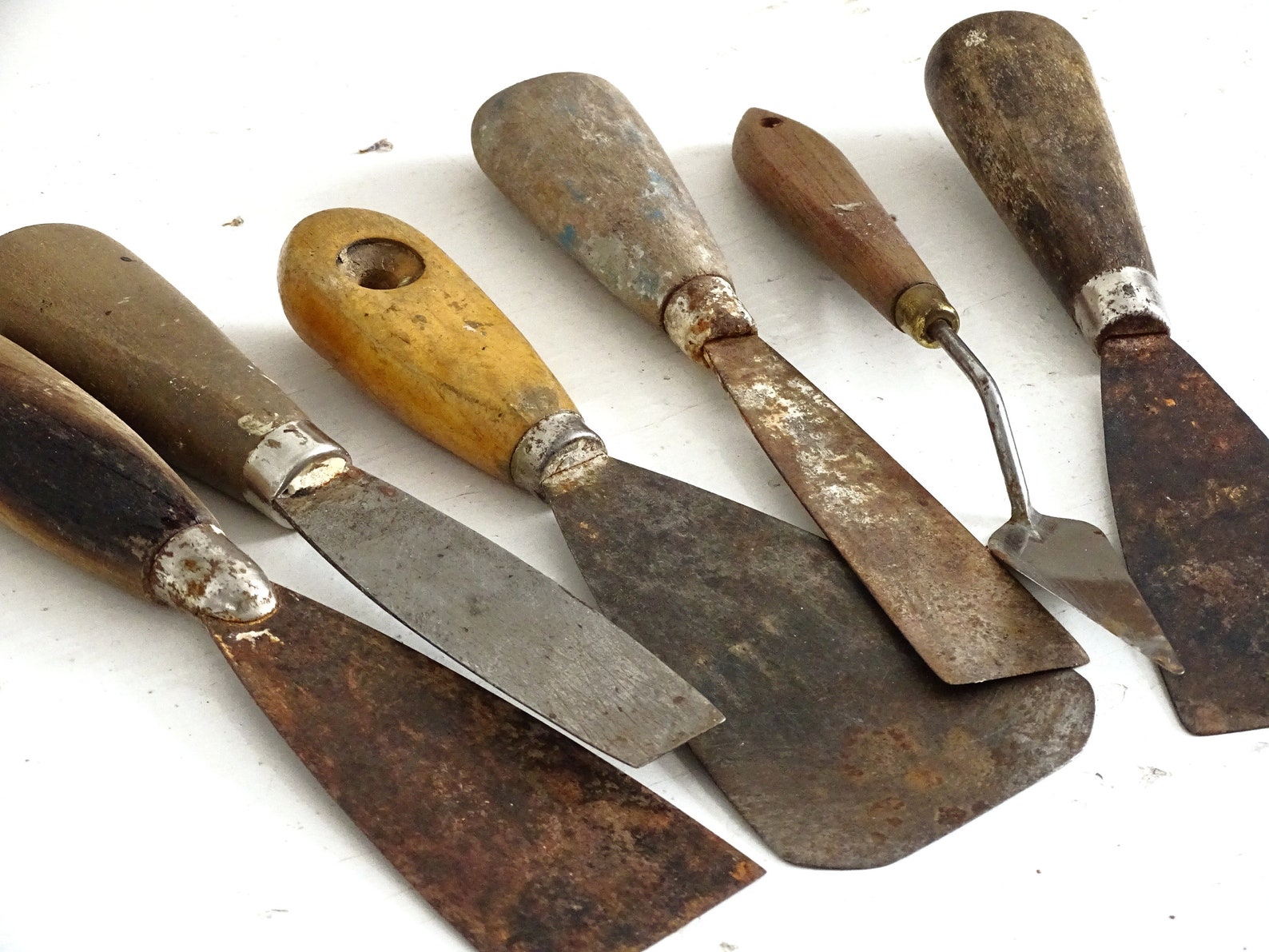 Antique Putty Knife Wood Handle Rusty Plaster Tool Paint Etsy