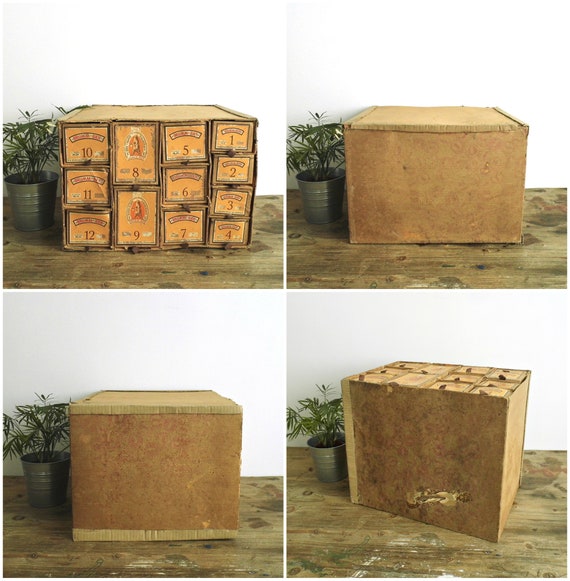 Antique German Advertising Cardboard Chest Of Sliding Drawers 50