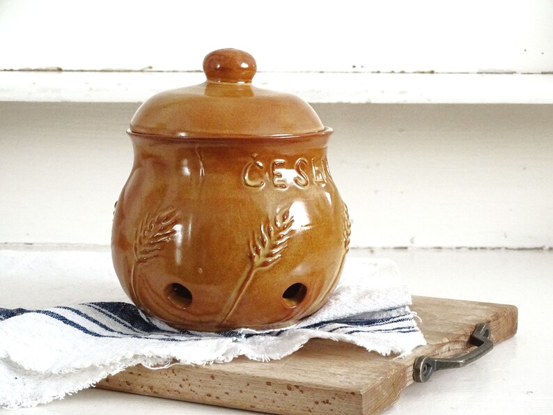Home & Living Ceramic Garlic Keeper Crock Rustic Terracotta Garlic