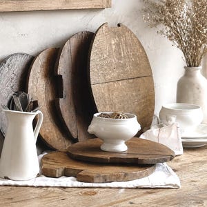 Antique Round Wood Bread Board: Rustic Farmhouse Kitchen Decor