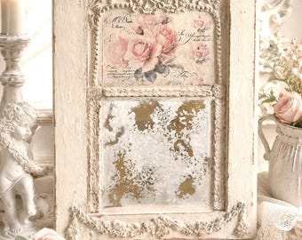 Handmade Aged Trumeau Mirror, French Country Shabby Chic Wall Decor