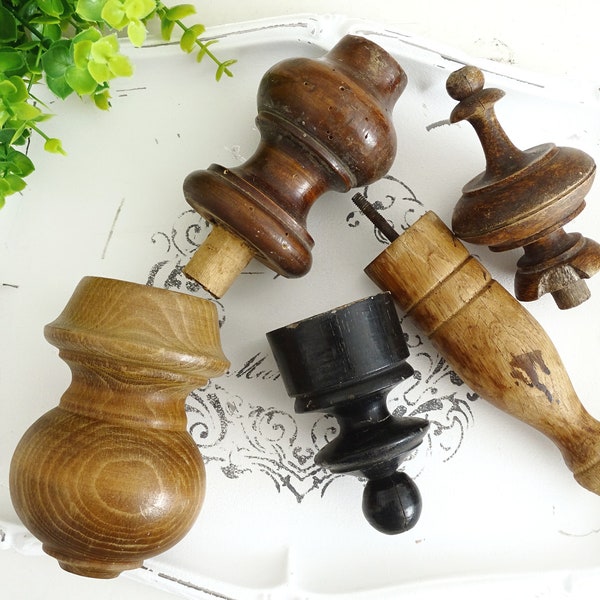 Antique Wood Finial Post Turned Newel Post End Cap Topper Curtain Rod End Ornament Decorative Spindle Finial Architectural Furniture Salvage