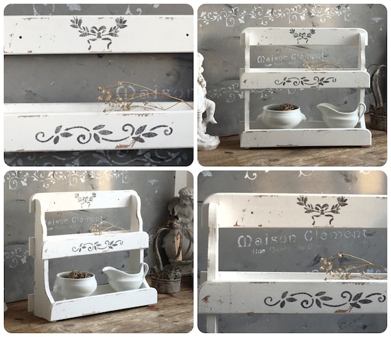 White Wood Spice Rack Holder Small Kitchen Bathroom Shelf Wall