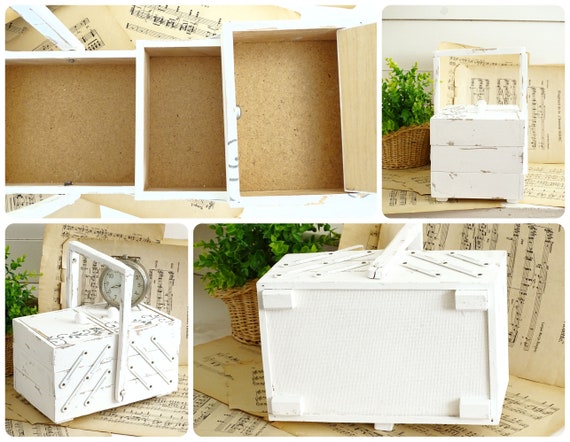 Large White Wood Fold Out Tool Box, Jewelry Storage Chest Box, Expanding  Needlework Wood Sewing Box, Keepsake Wood Box, Large Organizer Box -   Norway