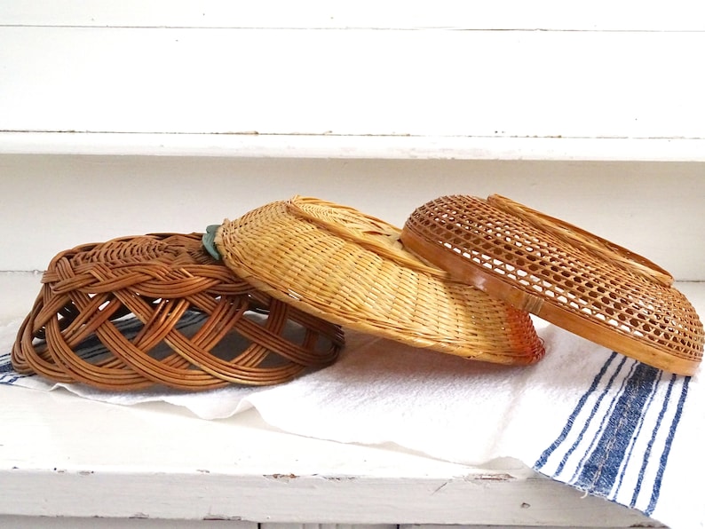 Set 3 Wicker Rattan Bread Basket Wall Decor Round Willow ...