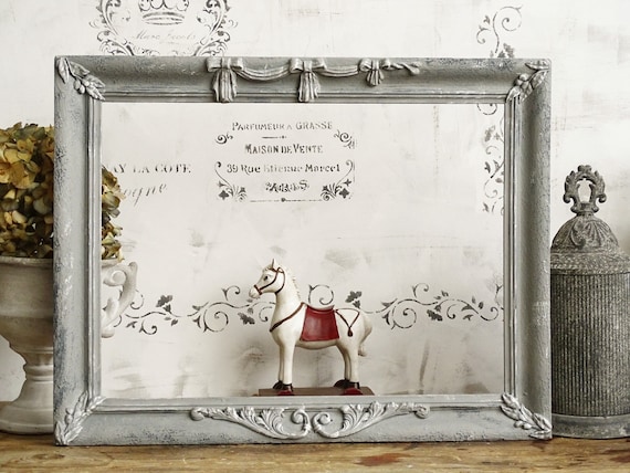 Grand cadre photo gris bois antique, cadre baroque fleuri Shabby Chic, cadre  dart mural de galerie vide de ferme neutre, grand cadre de miroir -   France