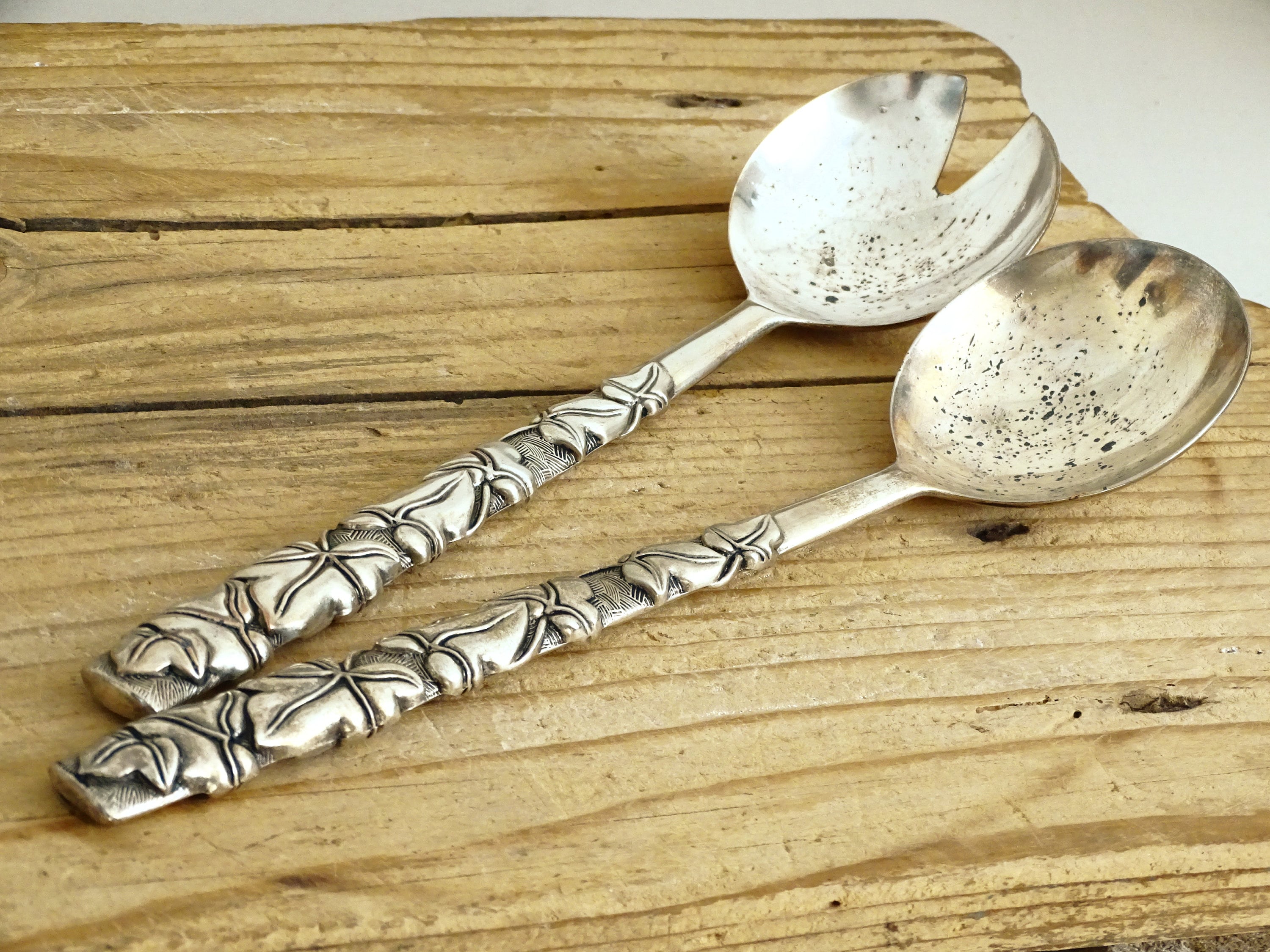 salad spoon salad fork serving cutlery Salad servers silver plated