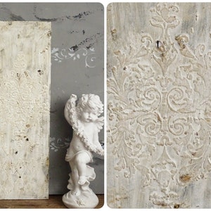 Decorative Aged Wood Wall Tile, Antique Baroque Style Wall Art Tile, Brocante Shabby Chic Wood Tile, Textured Distressed Wall Wood Decor zdjęcie 3