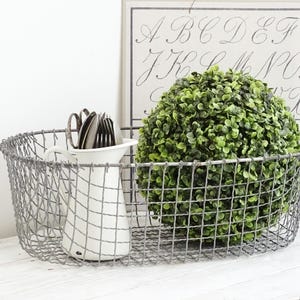 Vintage French Oval Wire Basket: Farmhouse Kitchen Storage