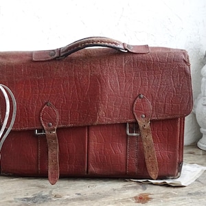 Vintage Leather Briefcase: Maroon Laptop Bag, Portfolio Messenger