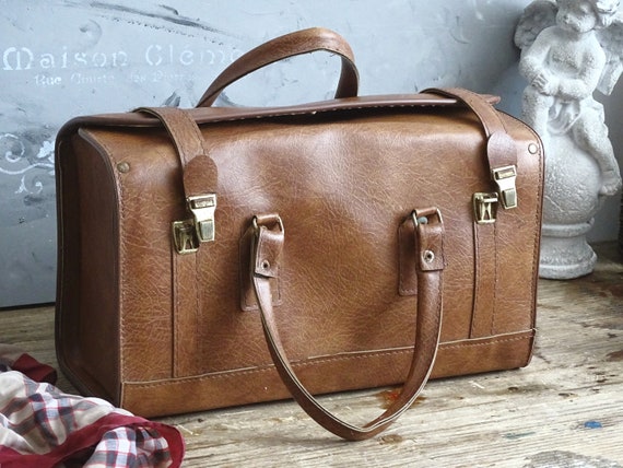 Gladstone Doctor Bag Faux Leather Briefcase Brown Weekend 