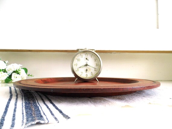 1 Large Round Wooden Serving Plate Tray Vintage 1 Large Round Wooden Serving Plate Tray