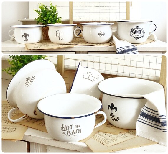 White Enamel Chamber Pot Planter Child Pee Pot Small Enamel Etsy