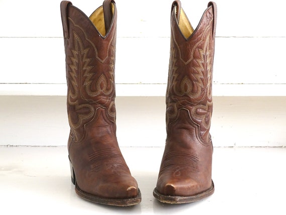 Sendra lederen western cowboy laarzen vintage echt bruin | Etsy België