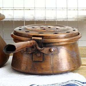 Antique Copper Plate Warmer: French Chafing Serving Dish
