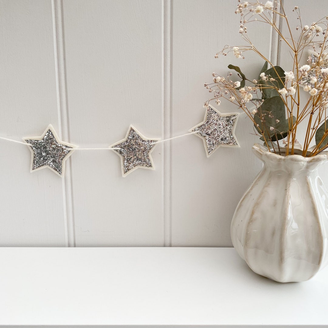 Silver Glitter Star Garland Star Bunting Playroom Decoration - Etsy