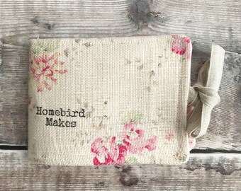 Peony and Sage needle case, Needlecase, Peony and Sage fabric, Craft storage, Gift for her, Needle purse, Stitching, Needlecraft storage