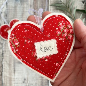 Coeur d'amour floral rouge, coeur suspendu, coeur de la Saint-Valentin image 3