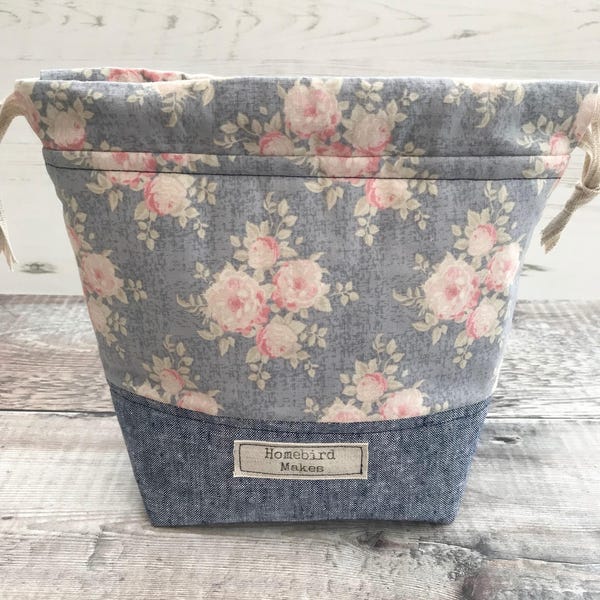 Tilda fabric drawstring bag, Make up bag, Project bag, Bag for knitting, Hobby bag, Tilda, Drawstring bag, Toiletry bag, Knitting bag