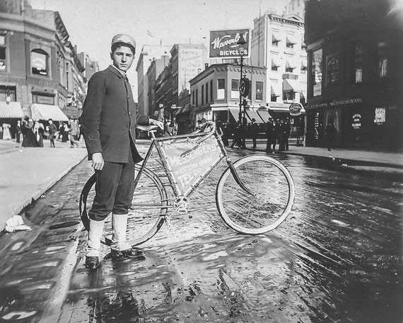 Old Bicycle Photo Photograph Print Wall Art Decor Restored Black White B W NYC Bike Messenger