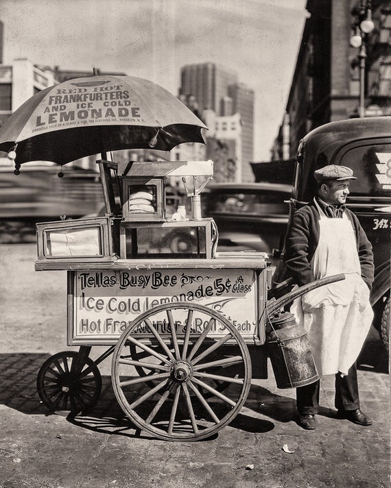 Old Lemonade Stand Photograph Print Photograpy Lemon 1930s Street Vendor Art Restored Vintage Print