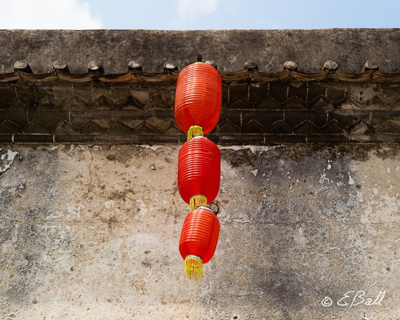 Chinese Lantern Photograph Photo Print Art Wall Decor China Photography Red and Gold Traditional