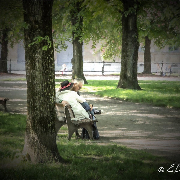 Romantic Embrace Couple Shaded Park Photo Print Art Wall Decor , Love Story , Married couple , Valentine's Day , Anniversary Gift