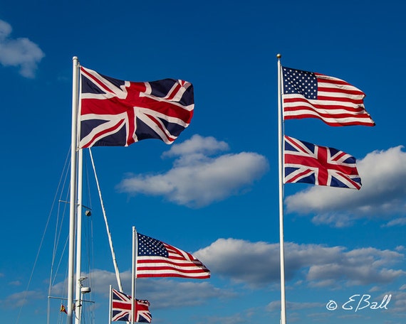 United Kingdom British United States Flag Photograph Print Artwork / USA Flag Photograph England Flag Print