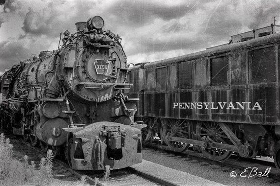 Antique Vintage Steam Locomotive Engine Photo Print Art Wall Decor Photograph Rail Road Train Tracks Pennsylvania Photography