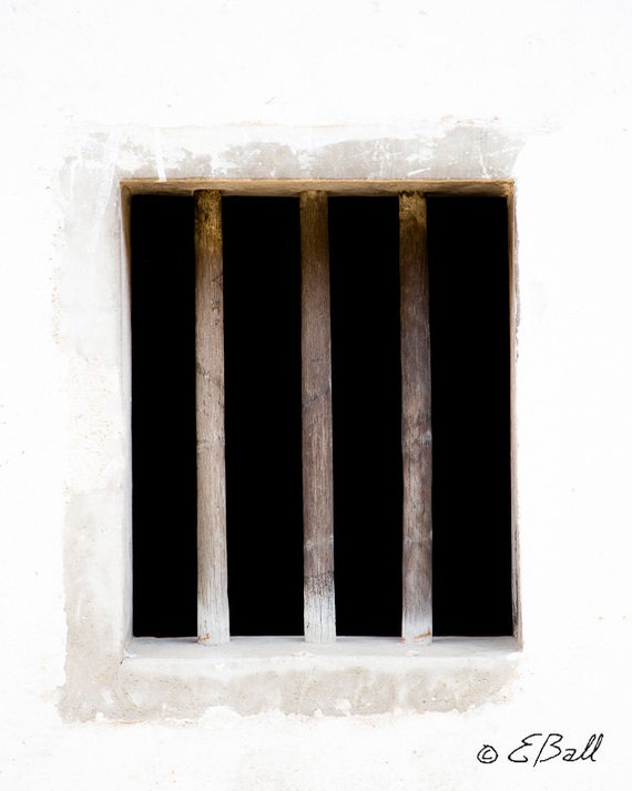 Stucco Window Prison Bars Photograph Print Art Adobe Architecture Mexican Photo