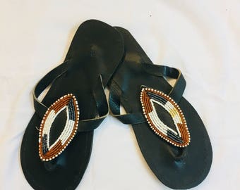 Leather handmade flip-flops from Kenya.