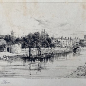 E Piper Signed &quot;York from the Ouse&quot; Antique Etching Published 1894