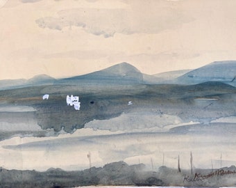 Aquarelle originale de Kenneth Holmes, milieu du 20e siècle, Ben Cruachan, Loch Awe, paysage écossais d'Écosse