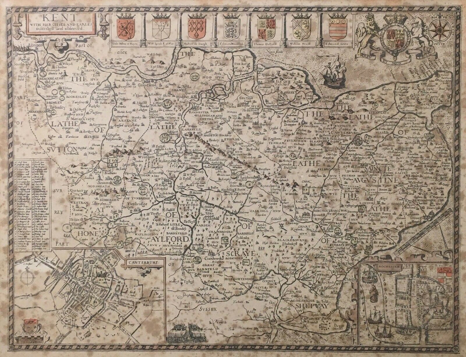 Carte antique du Kent Angleterre Avec ses villes et earls Etsy